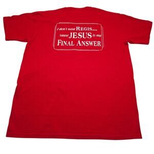 Vintage "I Dont Need Regis Jesus Is My Final Answer" Men’s Large Red Millionaire
